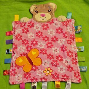 Taggies Security Blanket Plush Lovey Peek A Boo Bear Pink Flowers Butterfly